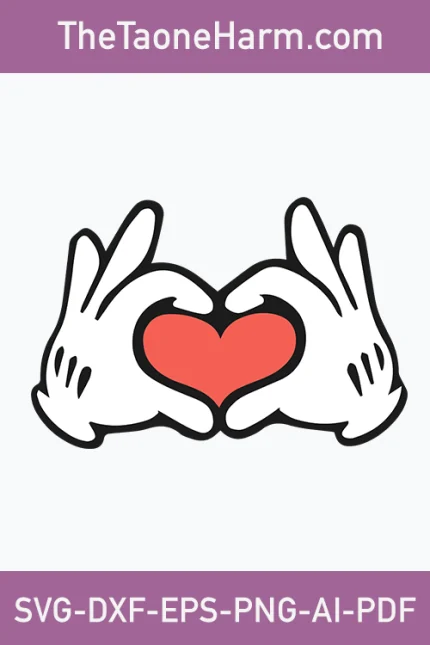 Mickey hands heart svg, Cricut mickey heart hands svg, Mickey mouse hands heart svg