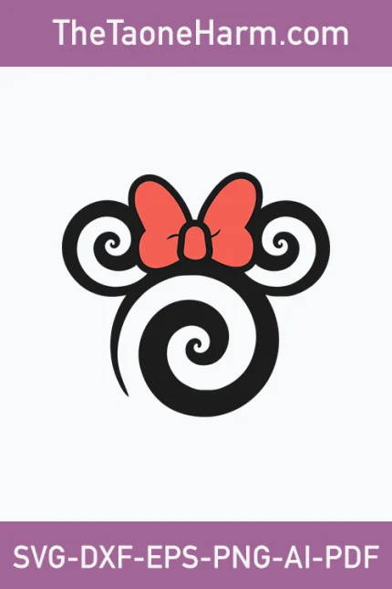 Minnie swirl svg, minnie mouse swirl svg, minnie mouse swirl silhouette svg