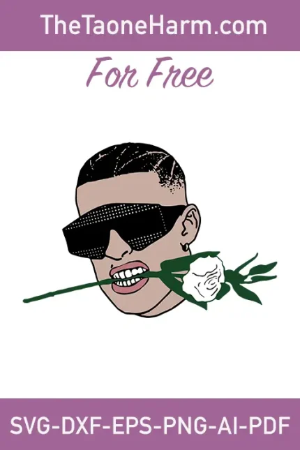 Elevate your designs with our free "Bad Bunny SVG Free" design, available in six file formats (SVG, DXF, EPS, AI, PDF, PNG). Explore the iconic style of Bad Bunny in your creative projects.