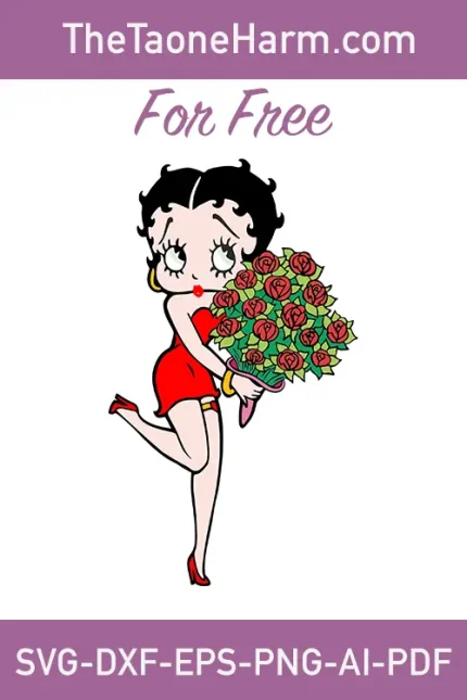 Our Betty Boop SVG Free design is a delightful tribute to the iconic character, available in six versatile file formats (SVG, DXF, EPS, AI, PDF, PNG) for your crafting pleasure.