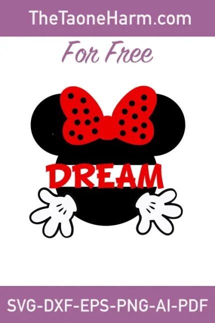 Our "Minnie Mouse Dream SVG" design beautifully captures the dreamy essence of Minnie Mouse. Available in six file formats (SVG, DXF, EPS, AI, PDF, and PNG), this design is perfect for Disney-themed crafting and decorating projects, bringing a touch of magic to your creations.