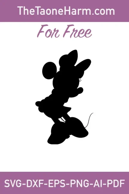This image showcases a free printable Minnie Mouse Head Silhouette design available in six file formats. Minnie Mouse's iconic head silhouette is beautifully depicted, making it a versatile addition to your creative projects. Download now and infuse your creations with the timeless charm of Disney's Minnie Mouse.
