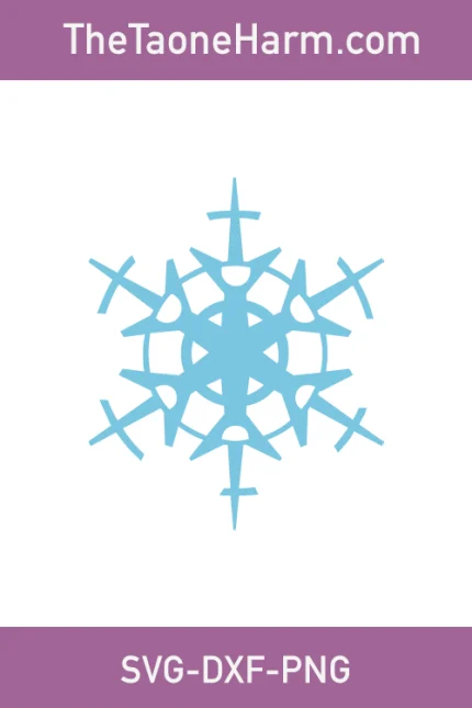 Elegant snowflake design available in SVG, DXF, and PNG formats. Ideal for winter decorations and holiday crafts.
