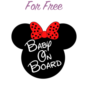 Introducing our endearing "Baby on Board Minnie Mouse" design, available for free download in six versatile file formats (SVG, DXF, EPS, AI, PDF, PNG). This heartwarming illustration features Minnie Mouse, Disney's iconic character, announcing the presence of a little one on board.