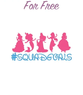 This captivating image showcases the "Squad Goals SVG" design, available for free download on our online store. It is provided in six versatile file formats (SVG, DXF, EPS, AI, PDF, PNG) and features Disney's iconic princesses coming together as a dream team. Download it today and let the magic of Disney inspire your creative projects.